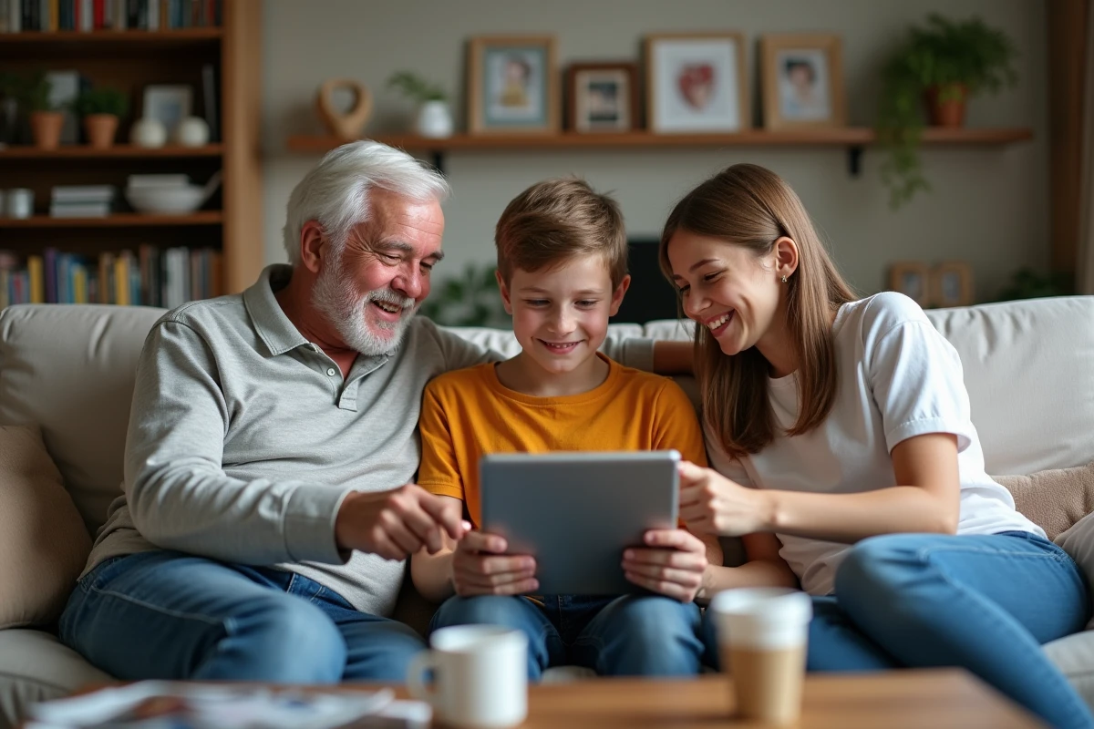 Famille multigenerational autour d