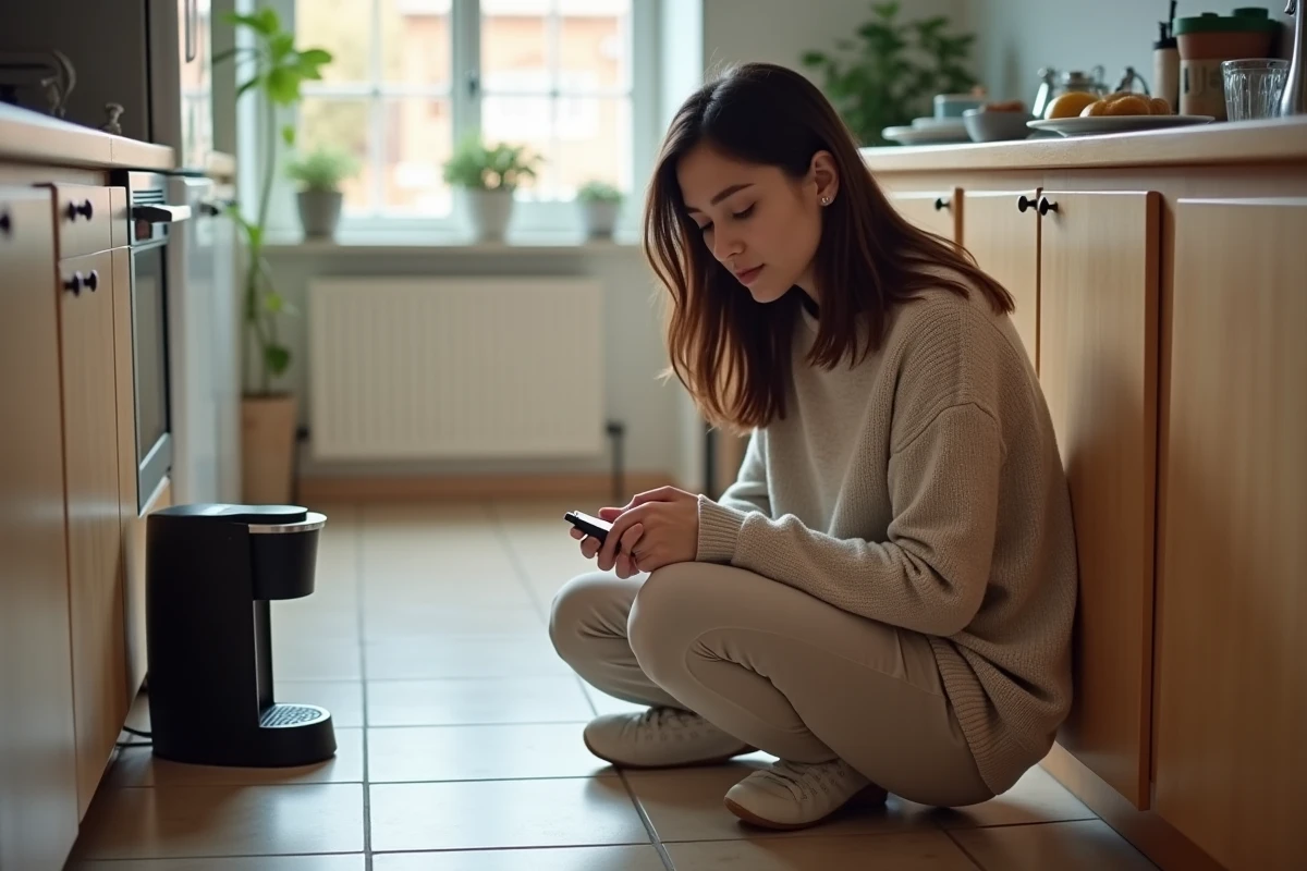 Jeune femme contrôlant un moniteur d