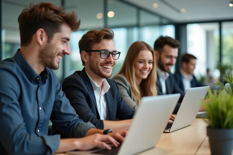 Jeunes professionnels en réunion dans un bureau moderne